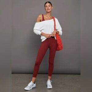 Carbon38 RIBBED 7/8 LEGGING, Merlot -  S